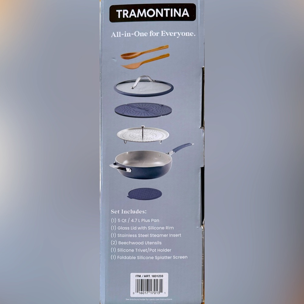 NWT TRAMONTINA - 7-Piece All-in-One Plus Pan - Non-Toxic Ceramic Interior - Picture 7 of 10